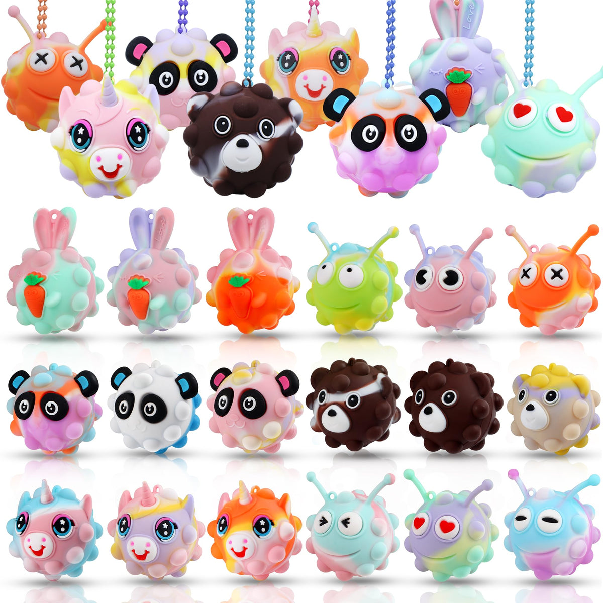 KissFree animal pop ball keychain portable stress relief for kids