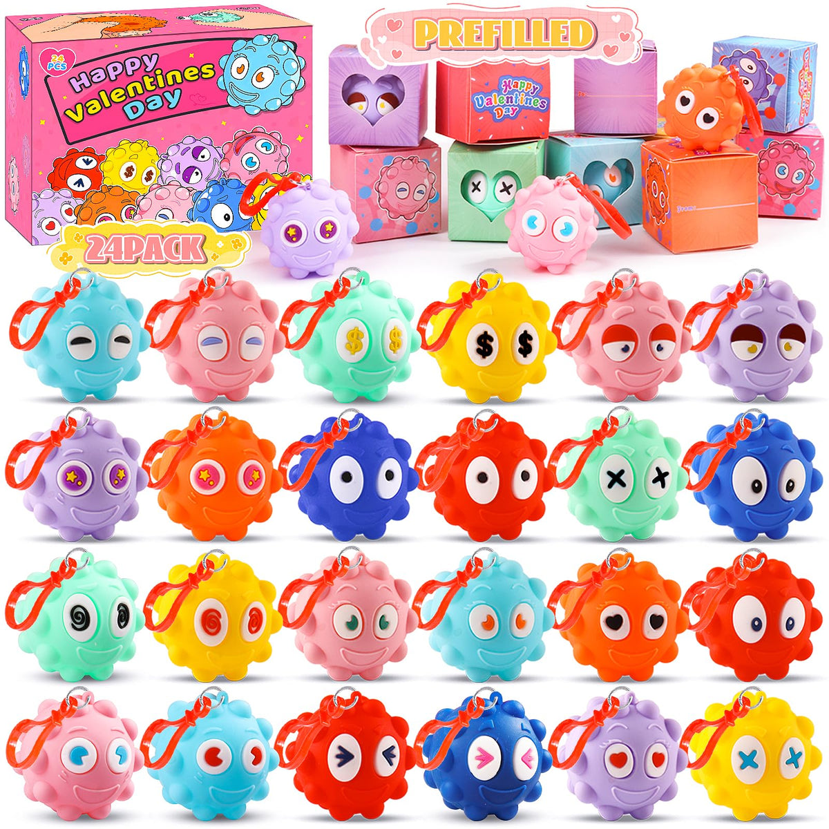 KissFree valentines box with heart window reveals the pre-filled toy inside for kids