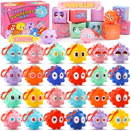KissFree valentines box with heart window reveals the pre-filled toy inside for kids