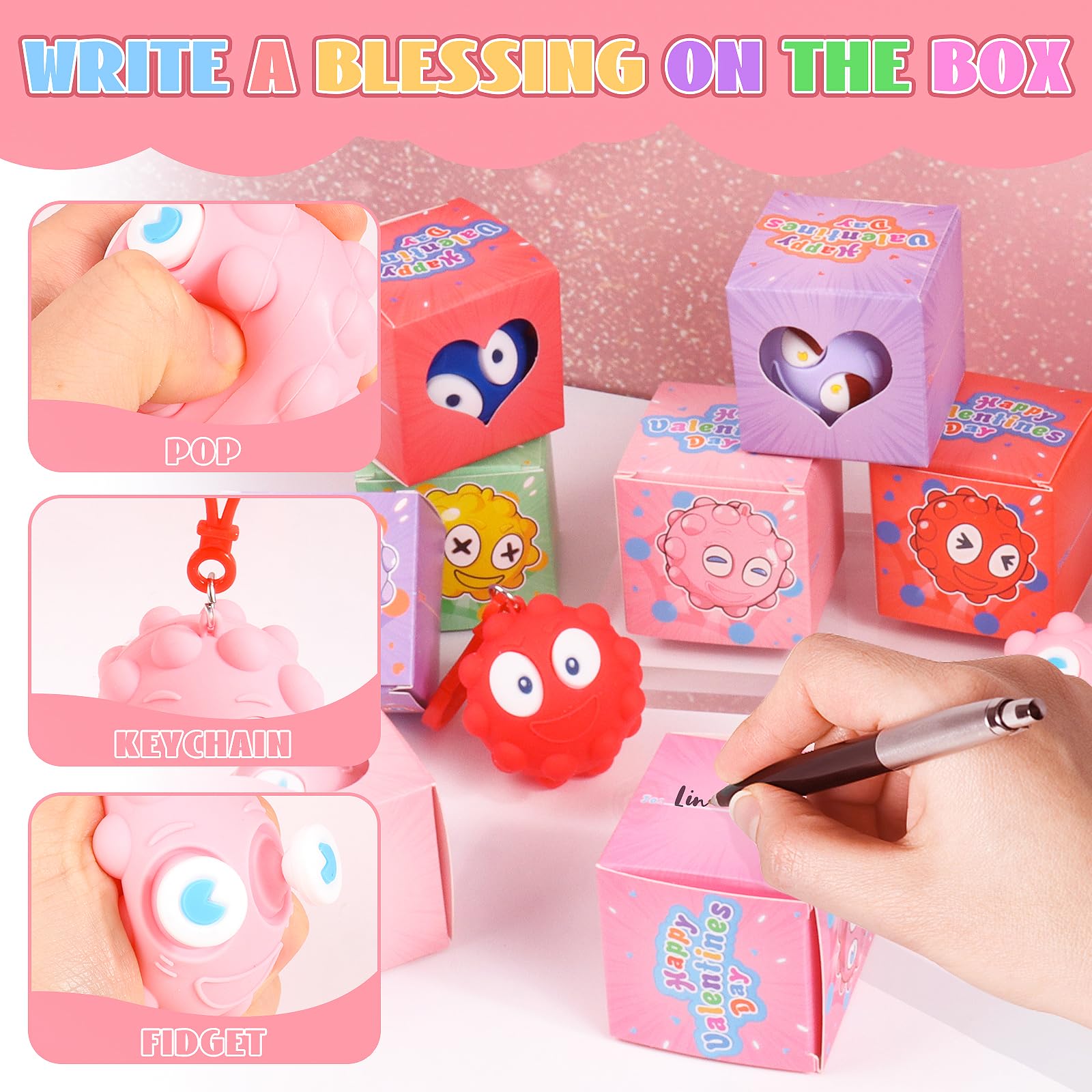 KissFree valentines box shows To/From spaces for personalized messages