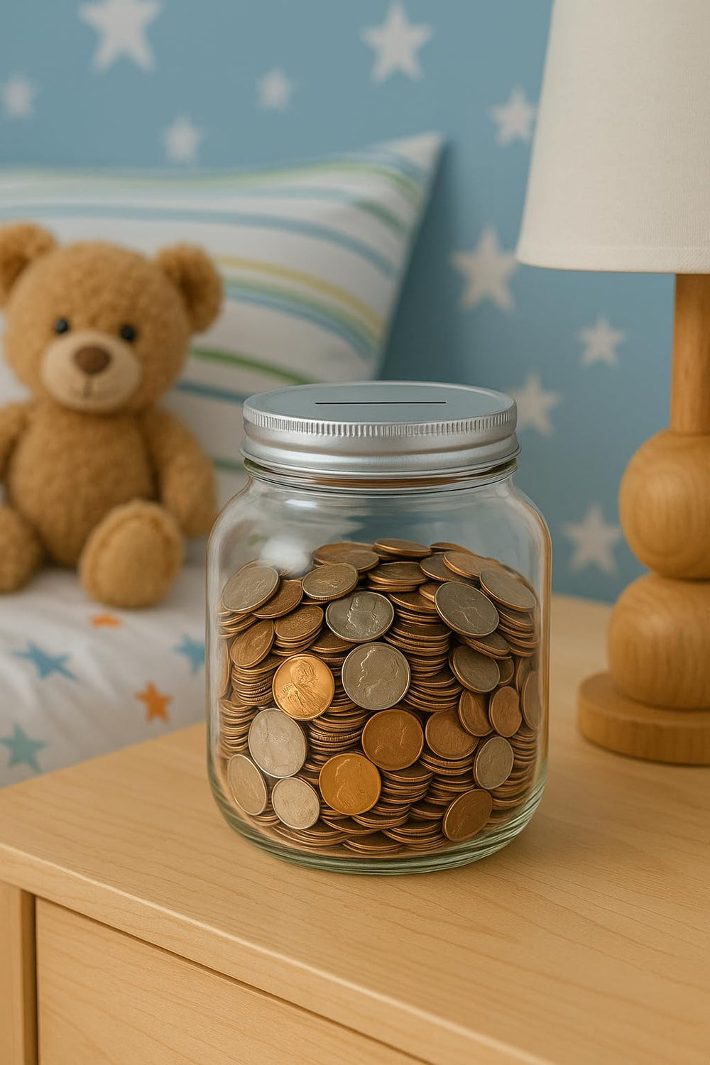Kitchentoolz clear glass jar highlights contents for easy counting.