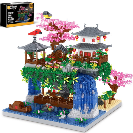 Kitoyz cherry blossom bonsai bricks close-up highlighting vibrant colors and fine motor engagement.
