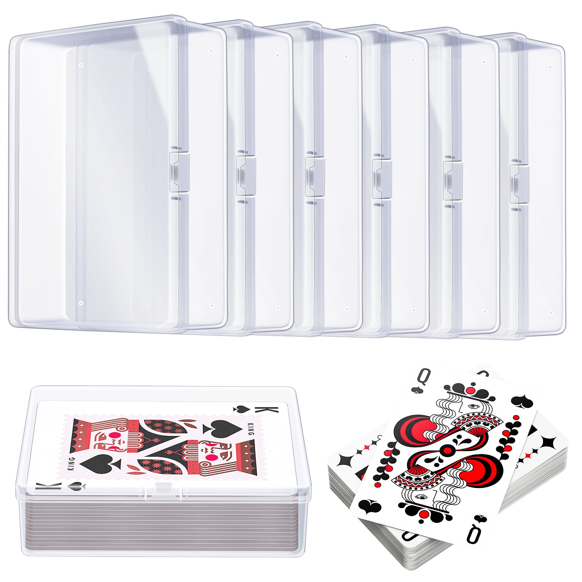 Kitoyz clear card box front view showing contents for quick deck checks