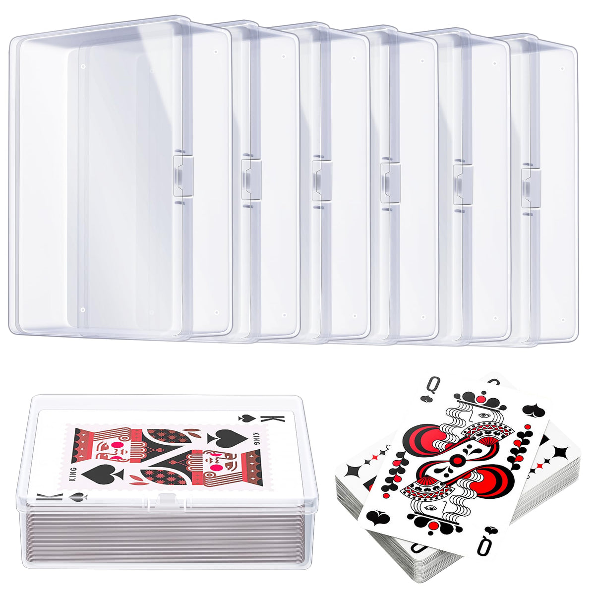 Kitoyz clear card box front view showing contents for quick deck checks