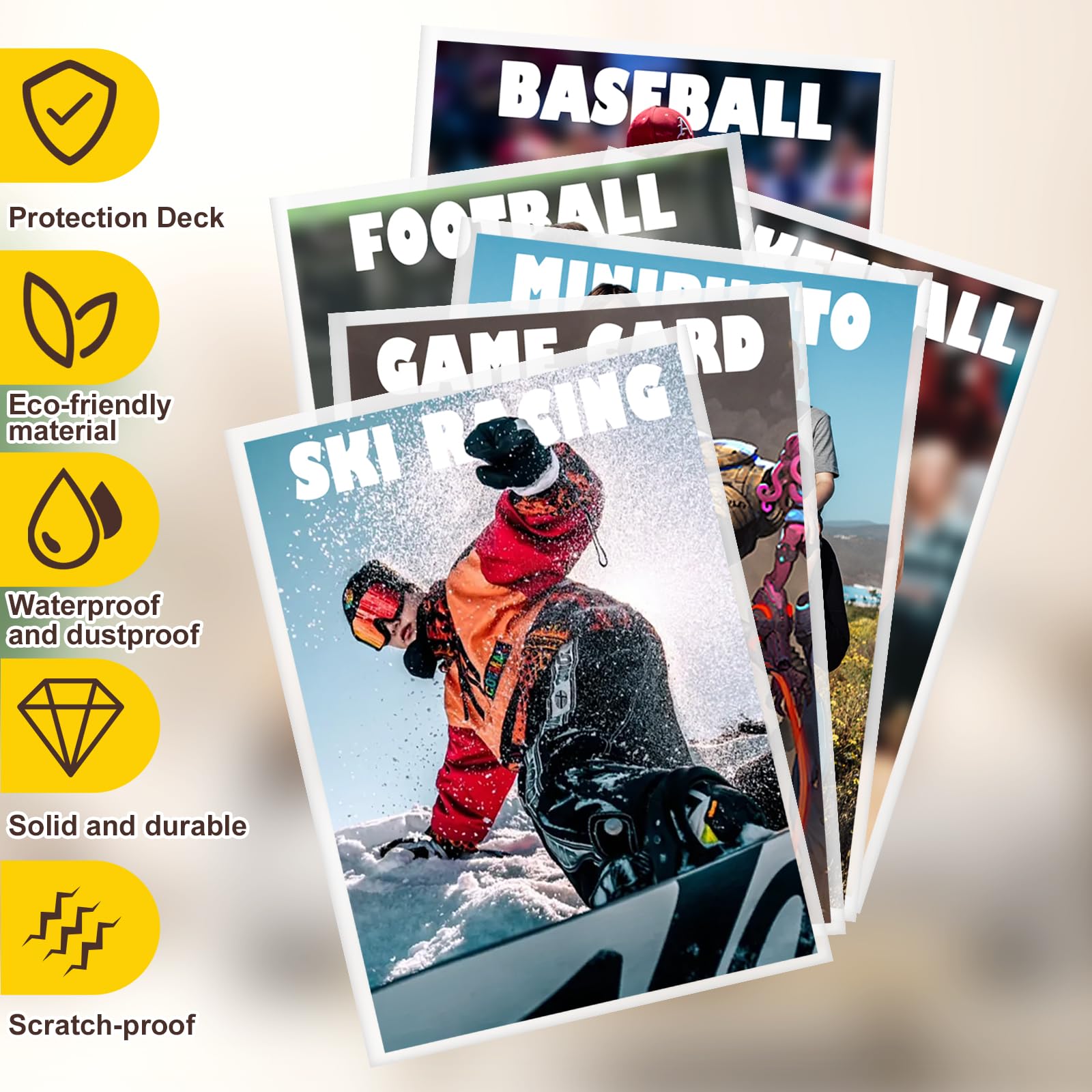 Kitoyz sports card sleeves guard moisture and grime, keeping sets pristine.