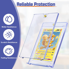 Kitoyz UV-coated acrylic protects cards from light.