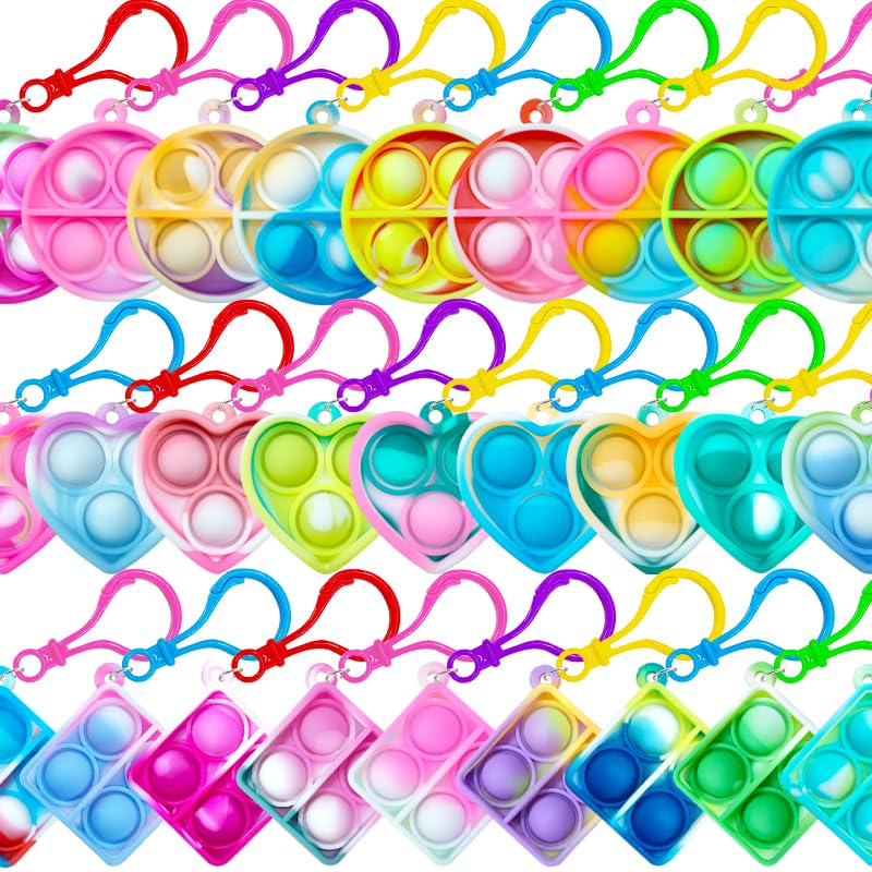 Kitysey mini pop keychain with 30 colors for classroom rewards.