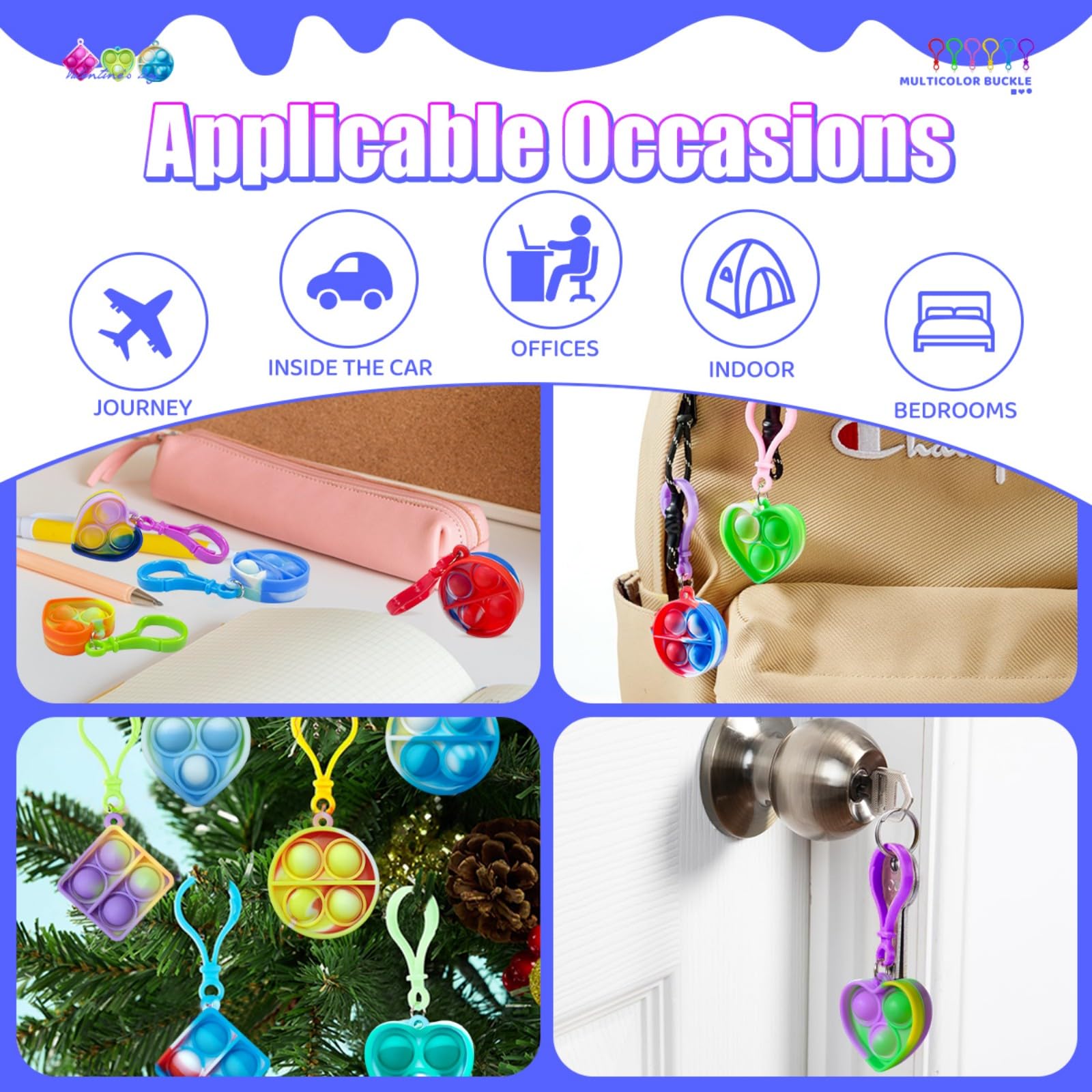 Kitysey pop keychain in soft silicone for on-the-go stress relief.