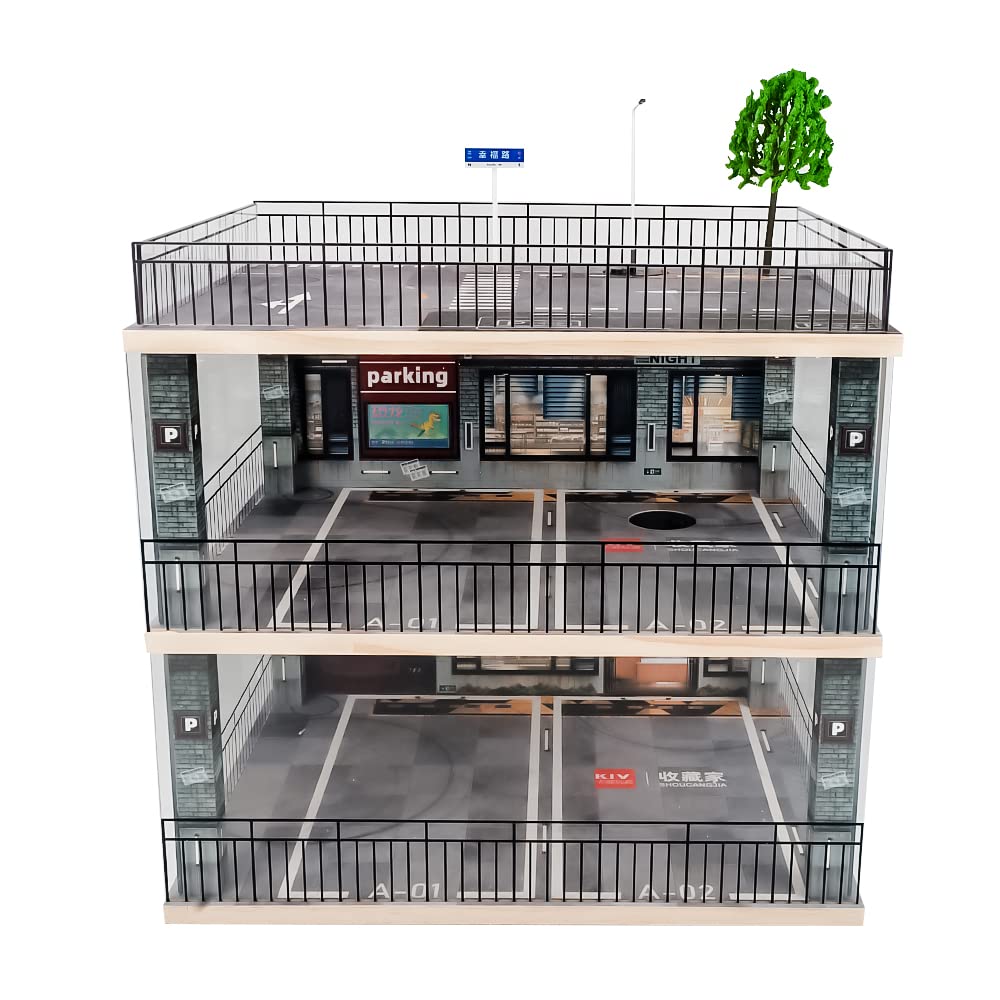 Kivcmds 1:18 display case with three tiers for model cars in a stylish setup