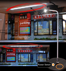 Kivcmds LED lighting and street light illuminate the display