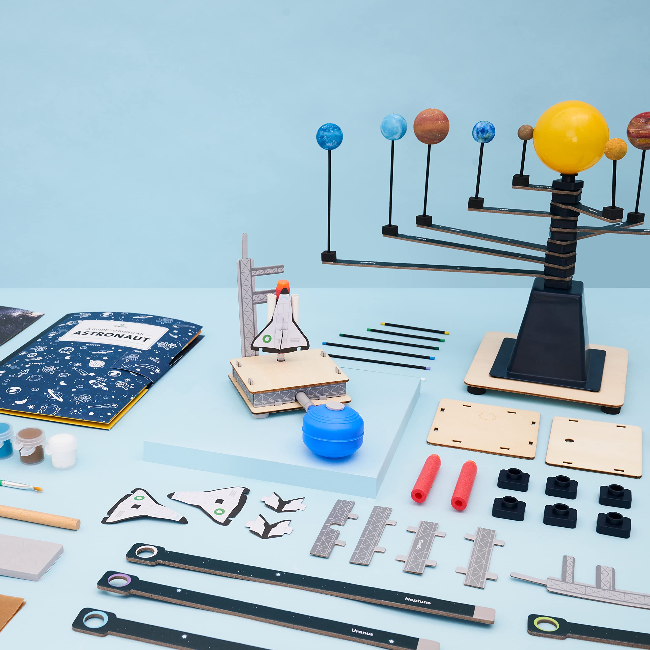 Two pump-powered spaceships ready for launch and STEM play.