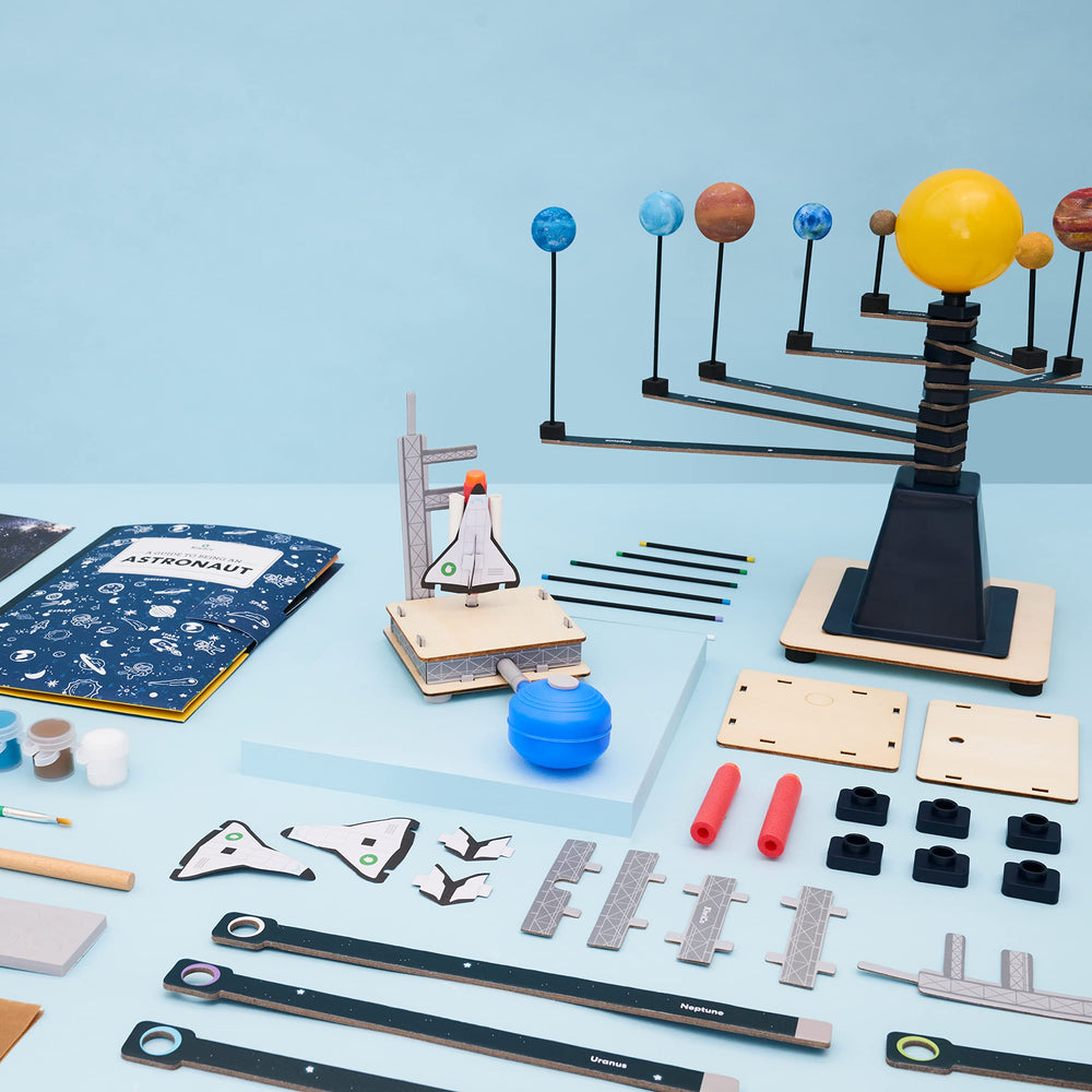 Two pump-powered spaceships ready for launch and STEM play.