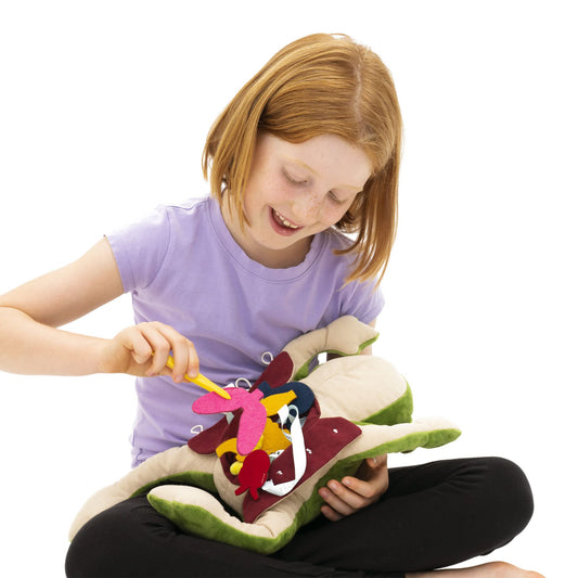 Froggie inside organs visual showing kid-friendly anatomy details for learning.
