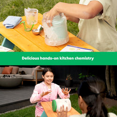 KiwiCo Science of Cooking sorbet mixing adds fresh fruit flavor with science.