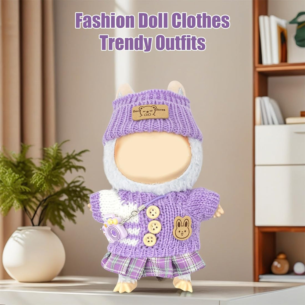 KIYEREE doll outfit on a stand showing vibrant crochet textures