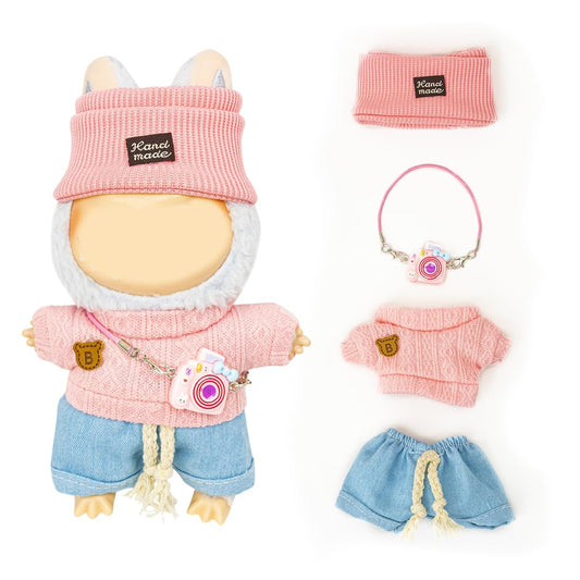 KIYEREE Lububu 17cm doll clothes set pink for stylish dress-up.
