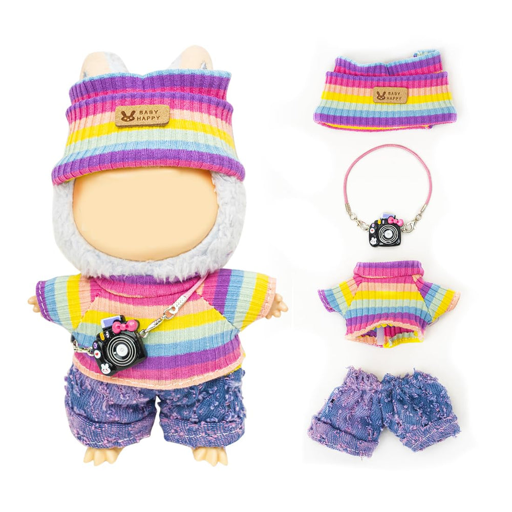 KIYEREE 17cm Lububu doll clothes with purple pants for stylish play