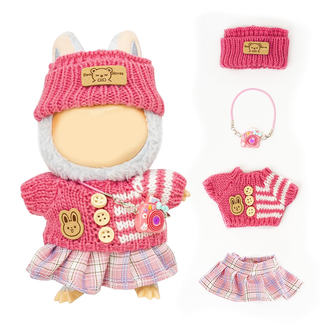 KIYEREE Lububu 17cm doll clothes in rose red for stylish display and play