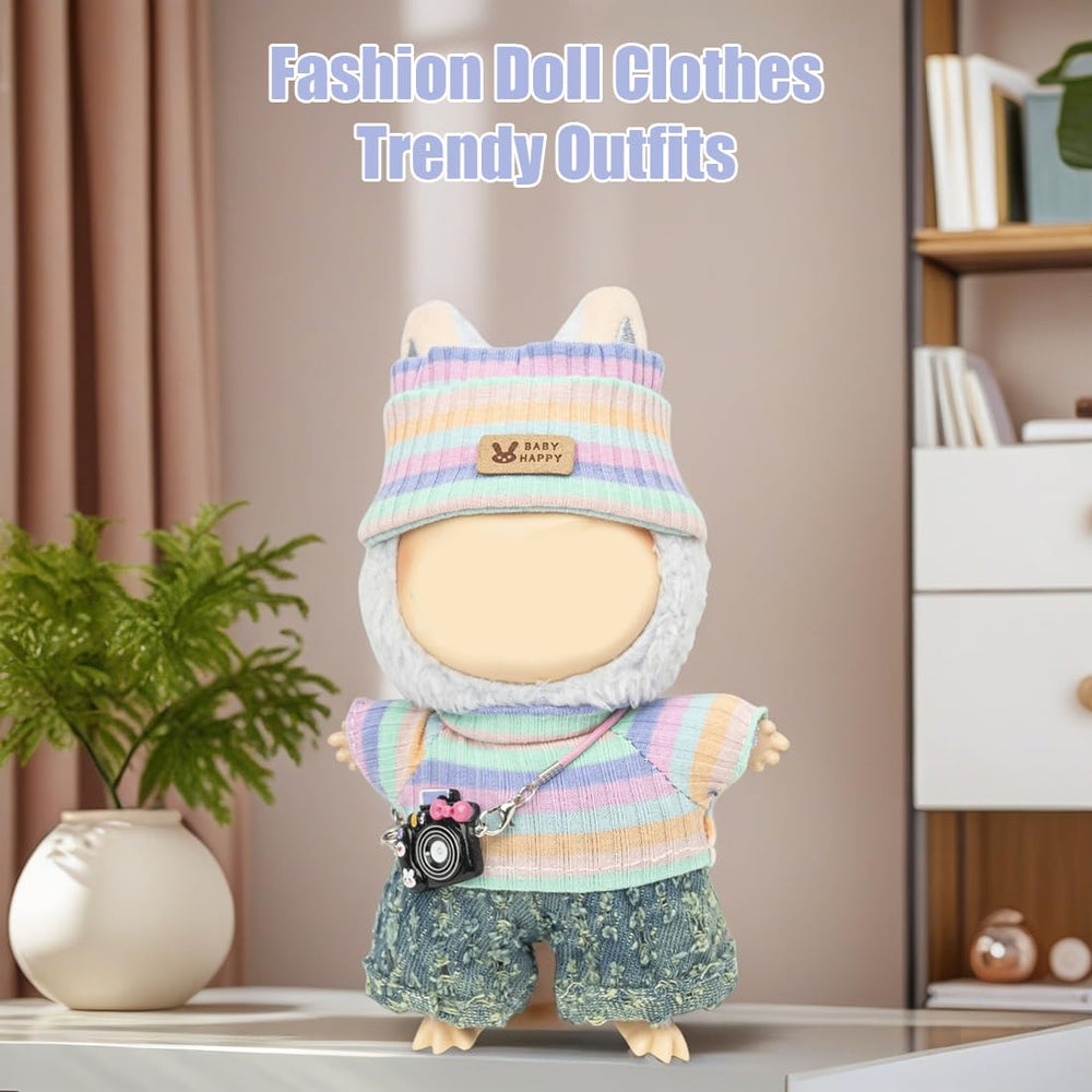 KIYEREE Lububu 17cm doll outfit display promotes creative dress-up play.