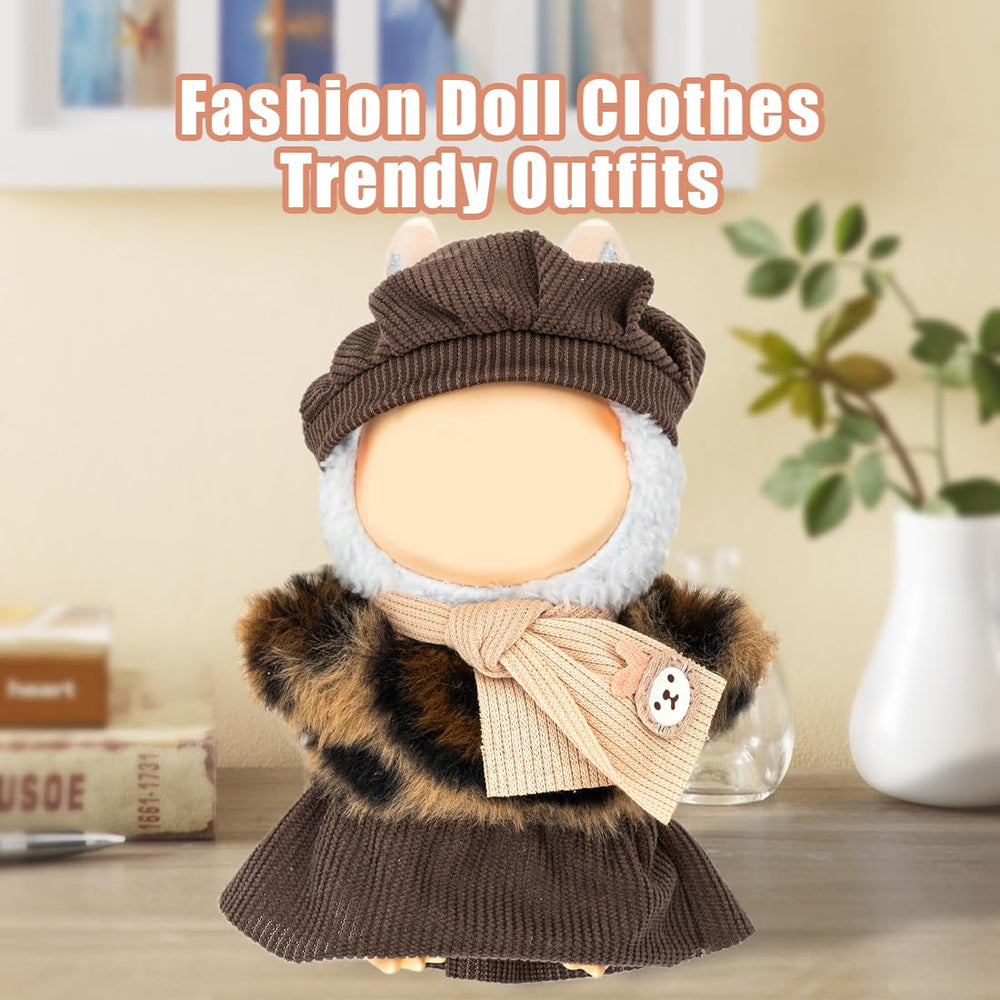 KIYEREE Lububu 17cm doll outfit hat adds cozy charm for cold play.