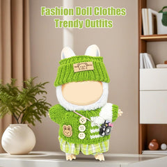 KIYEREE green crochet jacket for Lububu 17cm dolls soft texture