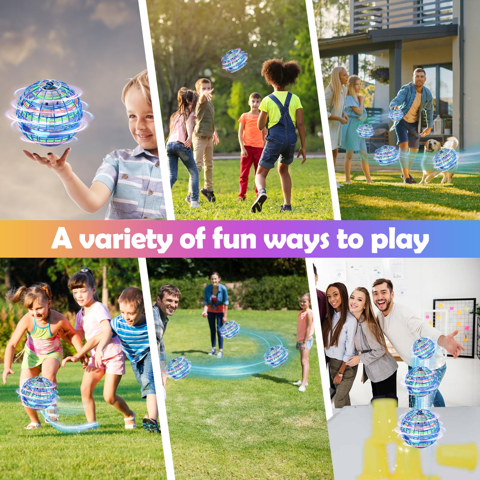 KIYTARBOO Cosmic Fly Ball Globe Boomerang with LED lights for nighttime fun