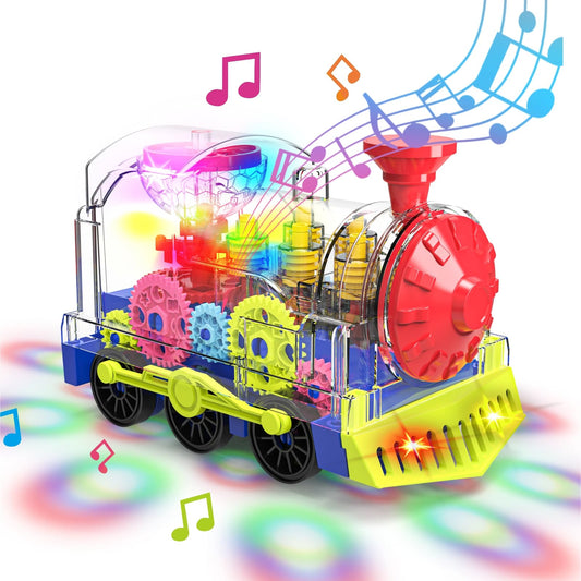 Kizeefun Light Up Train Toy front view engages toddlers during floor play.