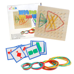 Kizh geoboard used in classroom or family setting for hands-on learning.