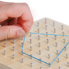 Kizh geoboard featuring sturdy wood and metal construction for durability.