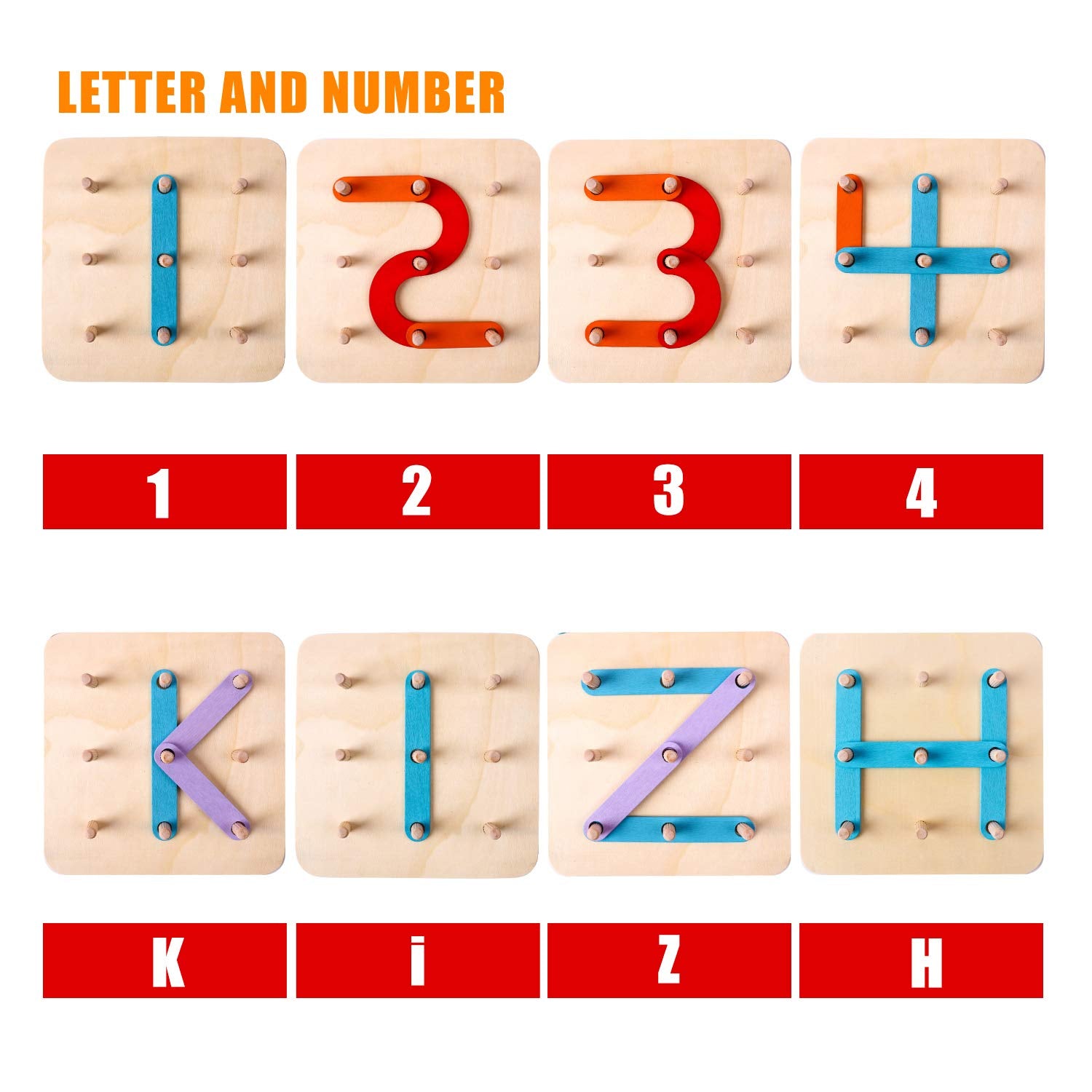 Kizh wooden blocks in color and shapes support color recognition and fine motor skills.