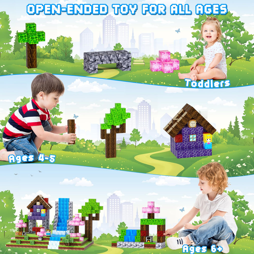 KIZJORYA open-ended play with magnetic blocks supports creative world-building.