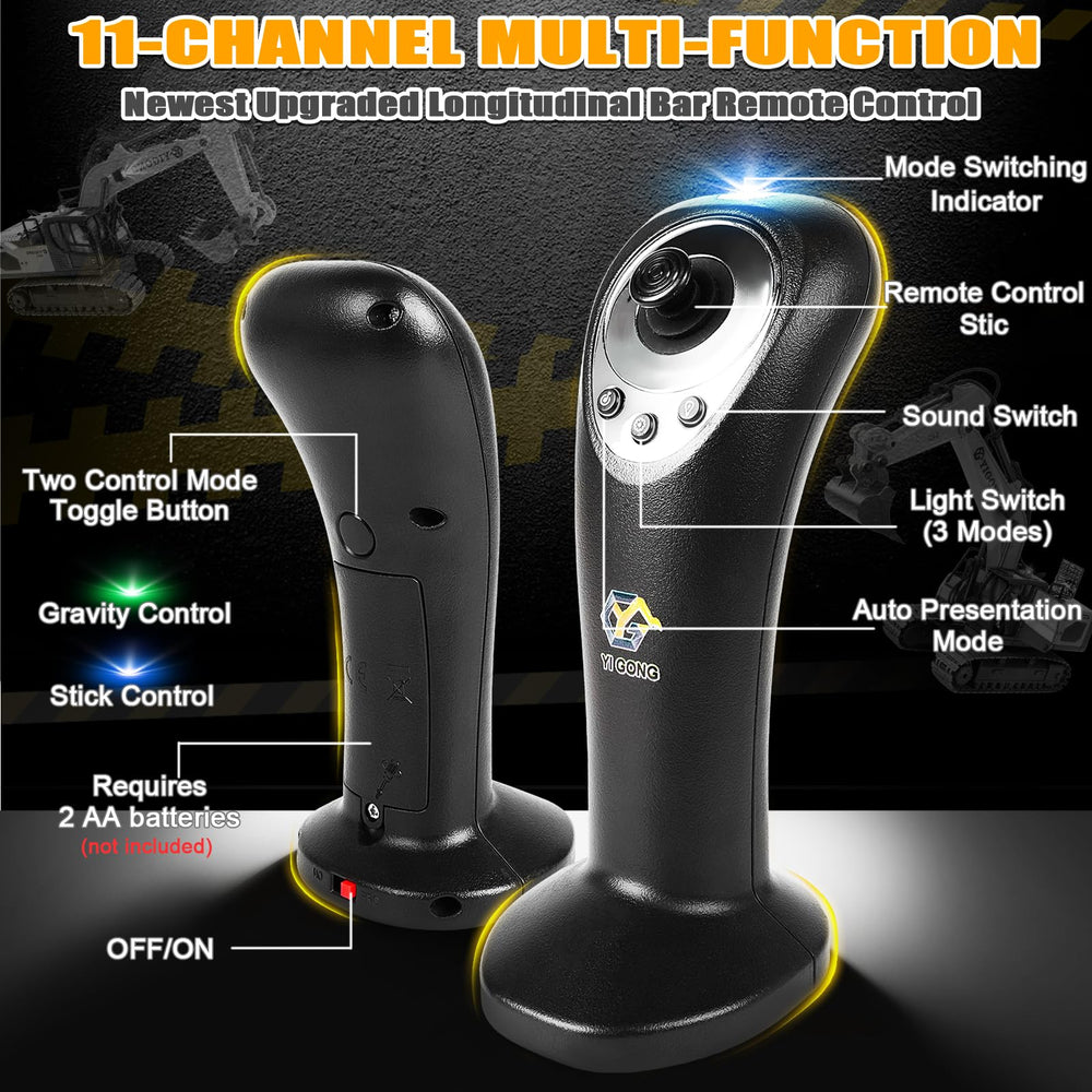 KIZJORYA excavator with three light modes for engaging nighttime play.