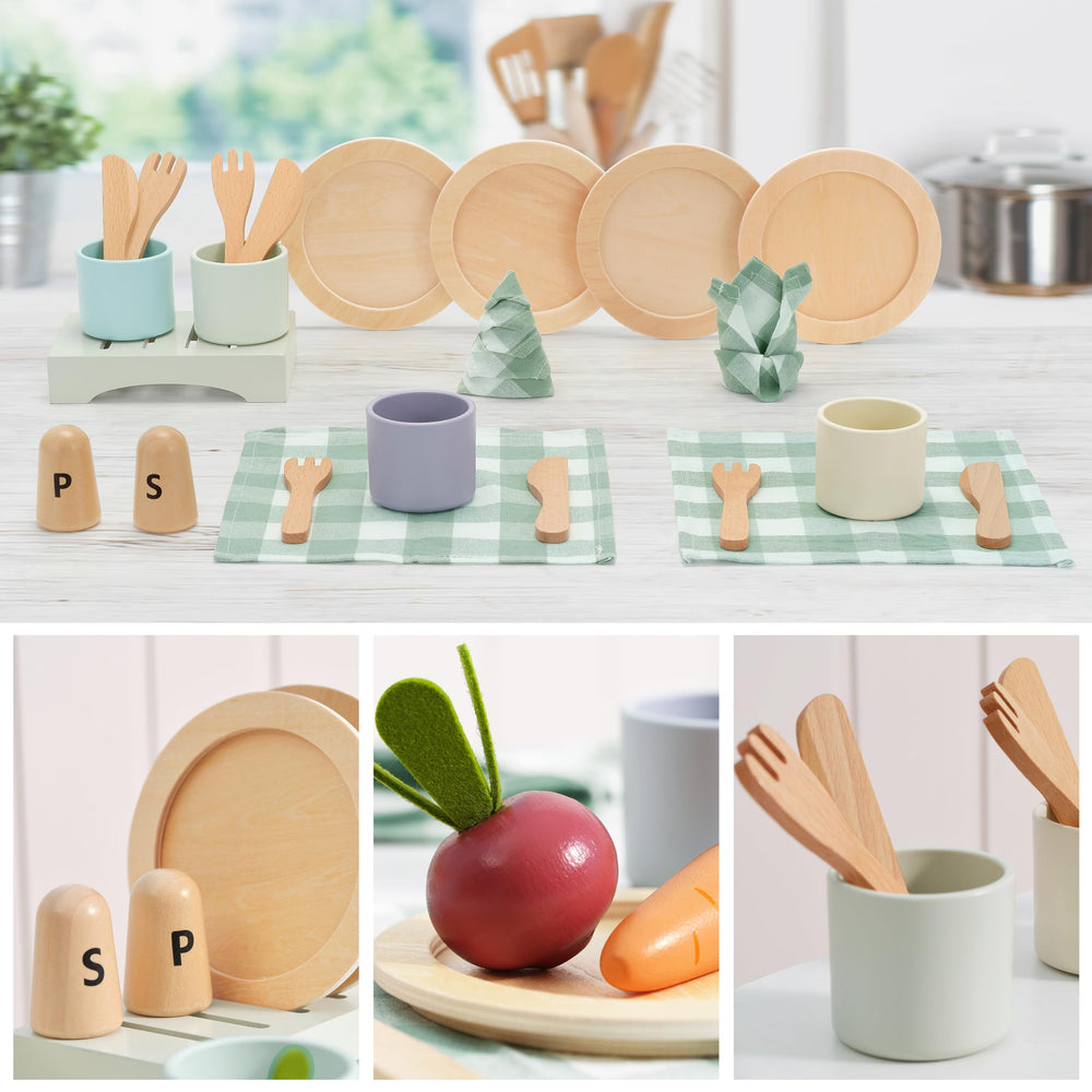 KizKnows wooden cutlery fosters imaginative play and safe mealtime practice.