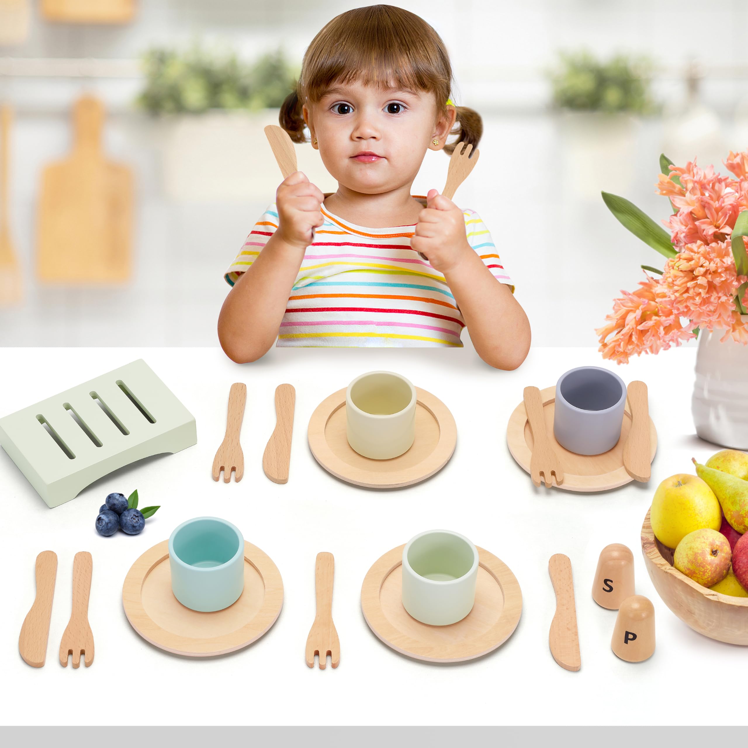 KizKnows dining set facilitates cooperative storytelling and learning.