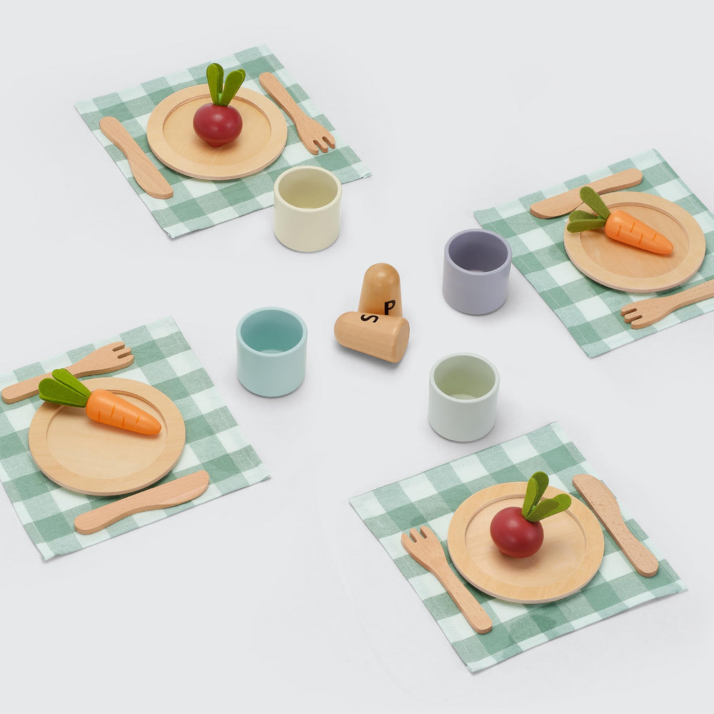 KizKnows wooden spoons encourage pretend cooking and kid-friendly dining.