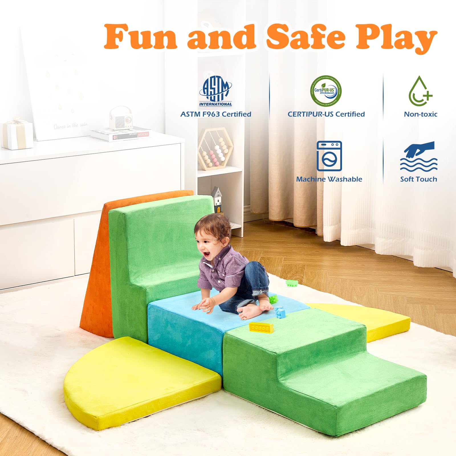 KIZLAND blocks feature hidden zippers for smooth, skin-safe play surfaces.