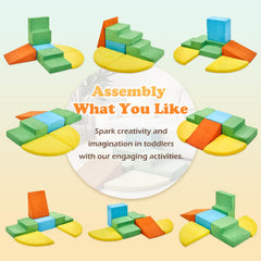 KIZLAND toddler climbing toys provide educational shapes and color recognition through stacking.