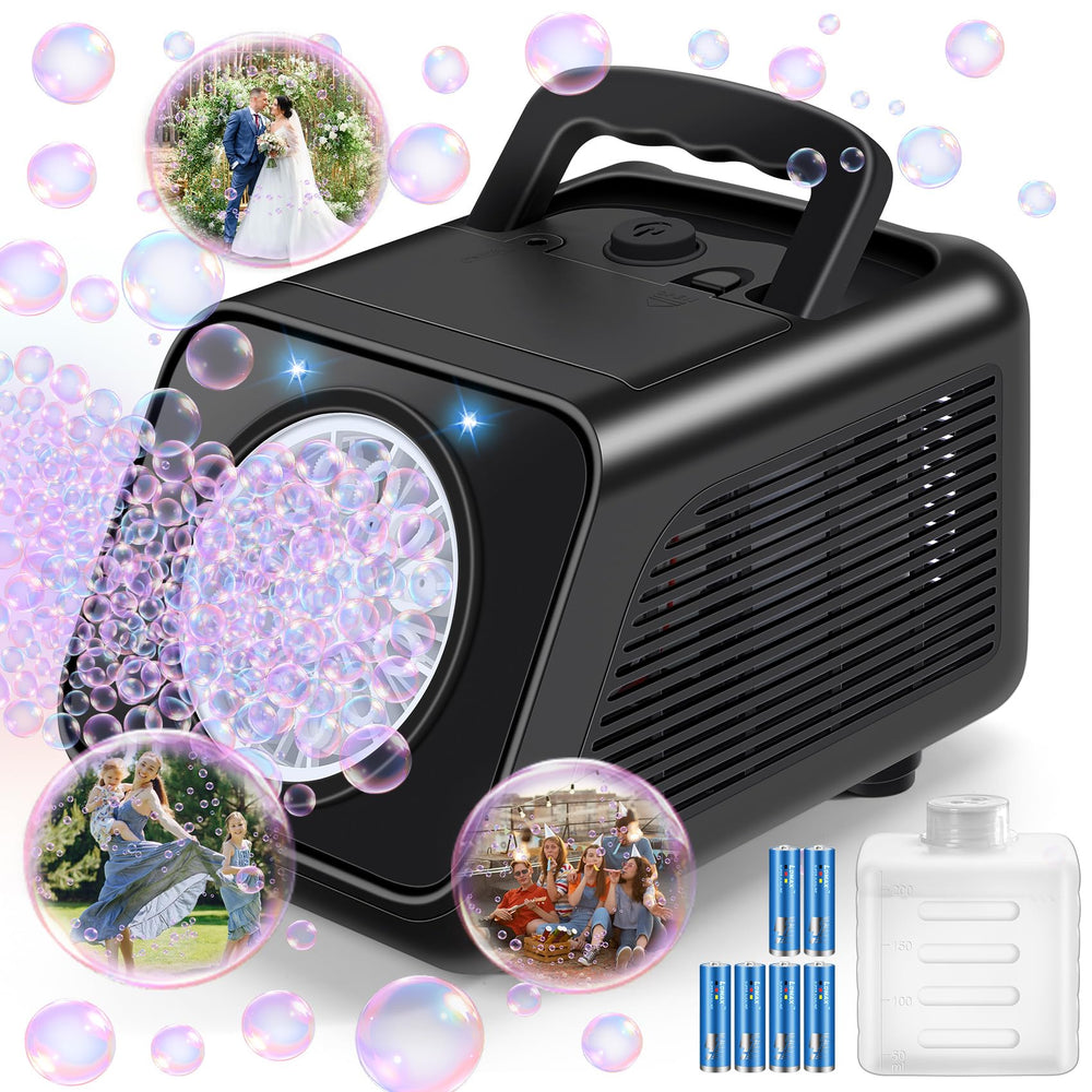 Kizmore Bubble Machine battery-operated for easy outdoor fun.