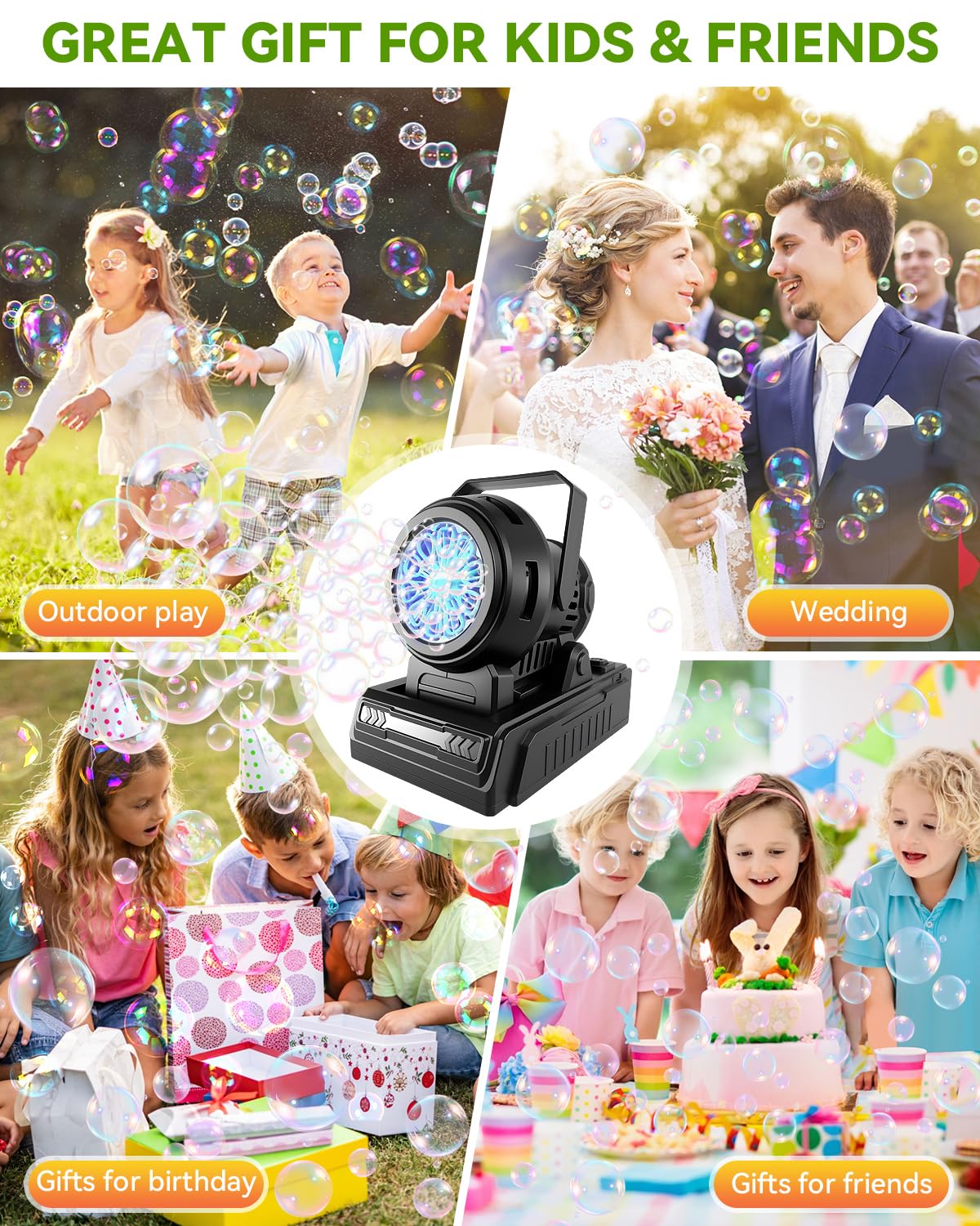 Kizmore Bubble Machine gift for kids brings joyful outdoor play.