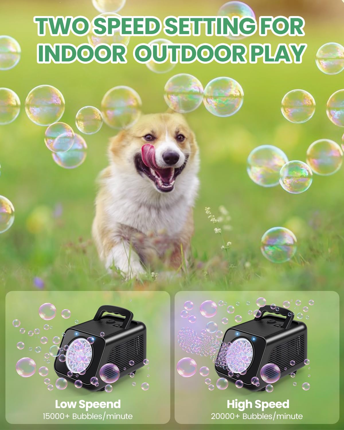 Kizmore Bubble Machine ideal for party-time outdoor celebrations.