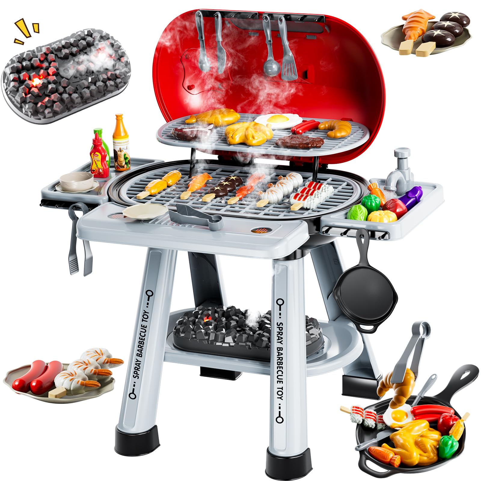 KIZONLY Kids Grill Playset with two-layer grill for imaginative outdoor cooking
