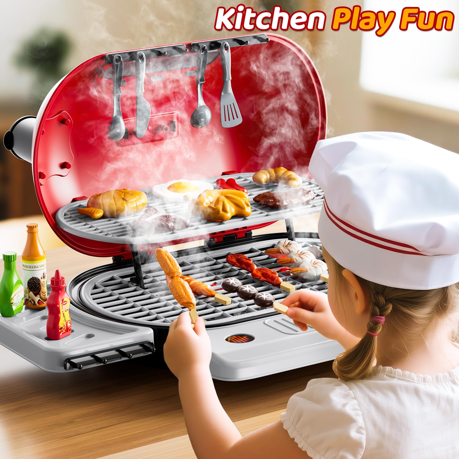 KIZONLY Pretend food items like kebabs and fish for storytelling play