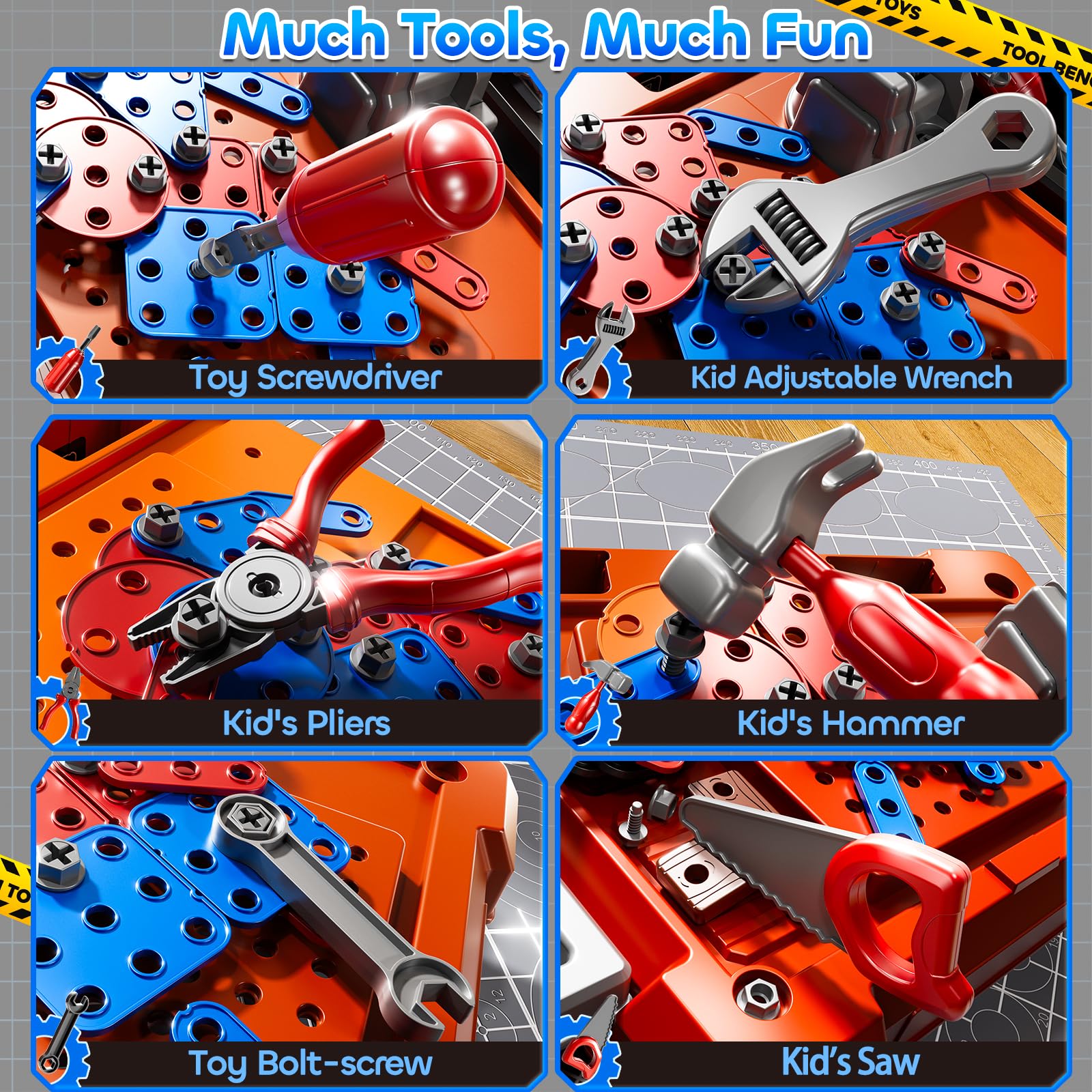 KIZONLY pretend play tools set with screws hammer and screwdriver supports fine motor skills.