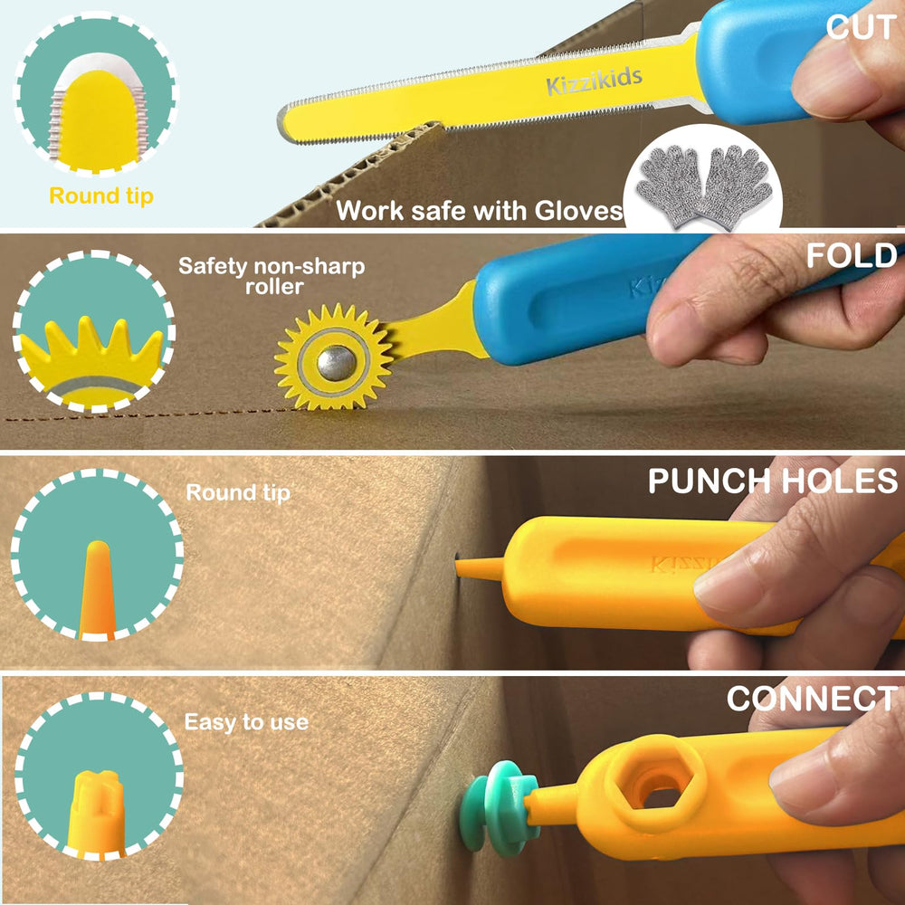 Kizzikids Explore 90-degree connectors enable sturdy 3D constructions.