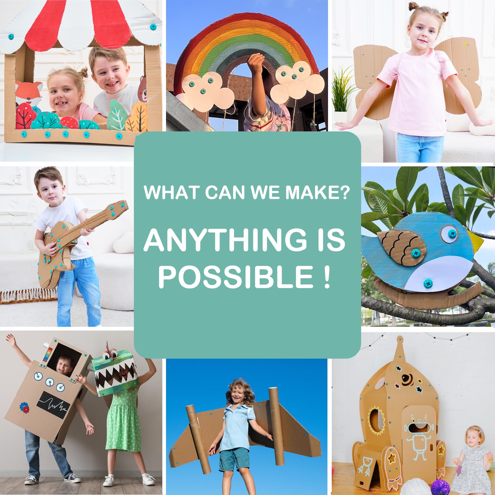 Kizzikids Screws and Pieces enable kids to personalize cardboard creations.