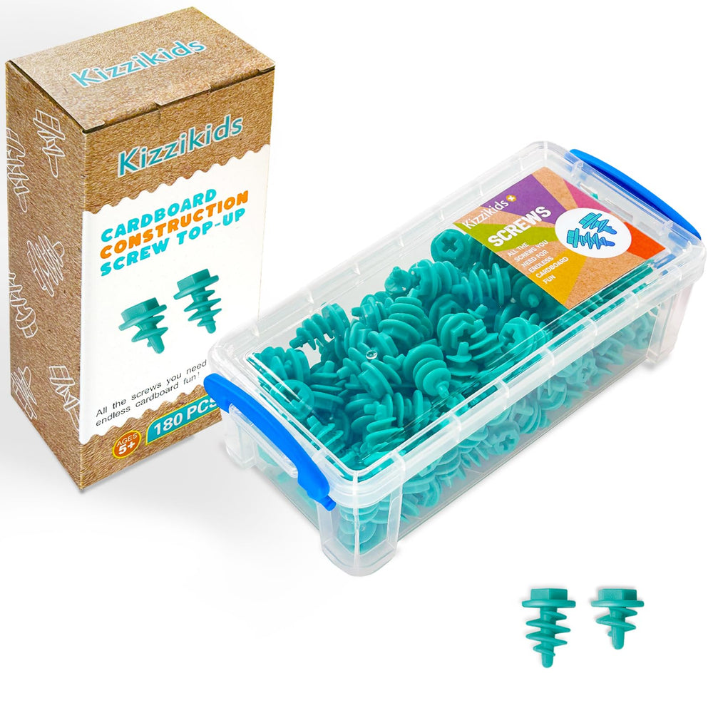 Kizzikids Screws Kit Top-Up 180 Piece provides ample screws for big cardboard builds.