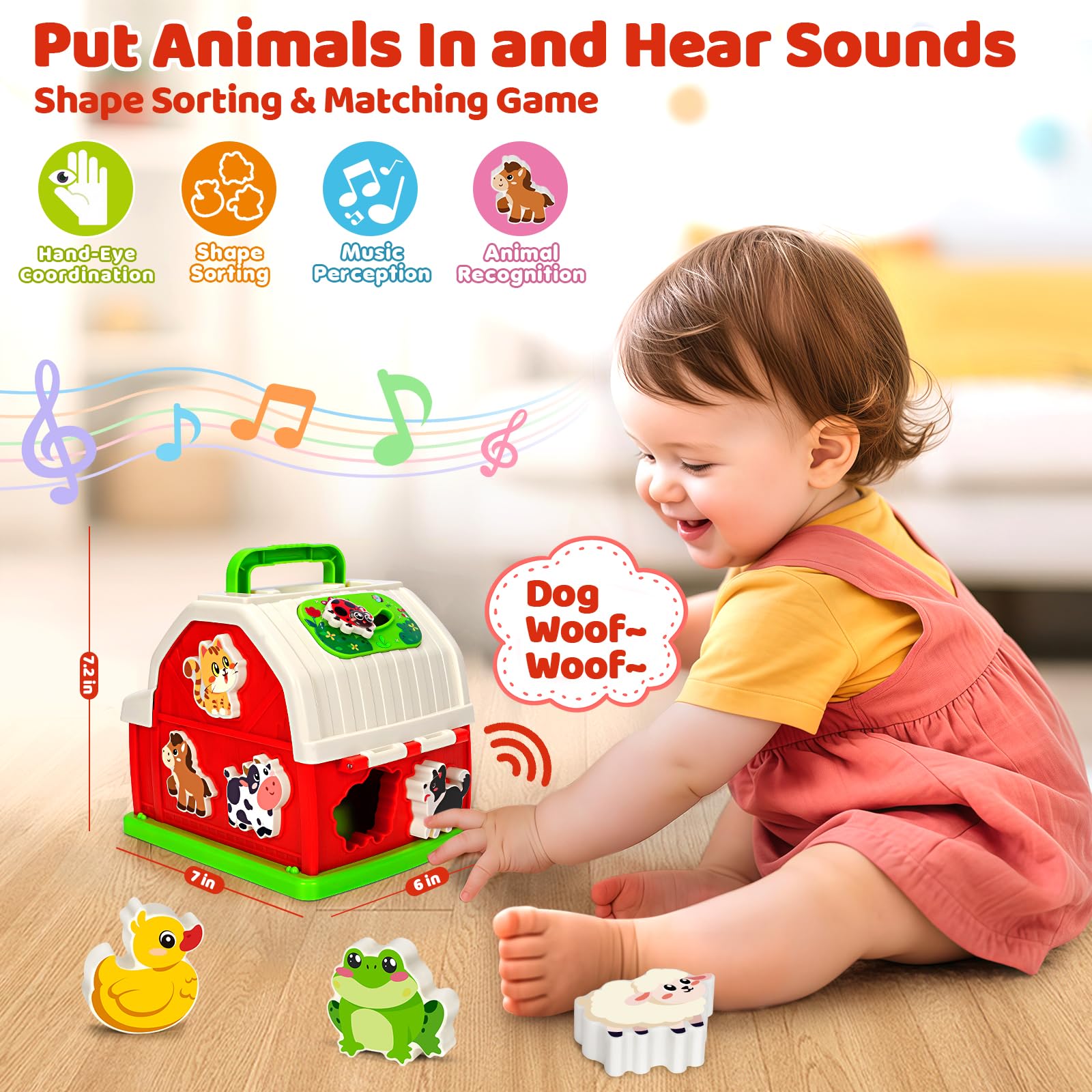 KIZZYEA animal pieces for barn promote shape sorting and recognition