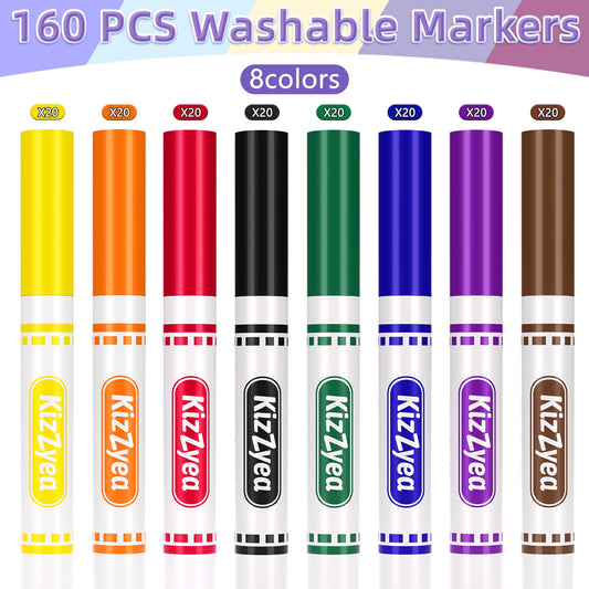 KIZZYEA markers shown in a smart storage box with grid organization for classrooms.