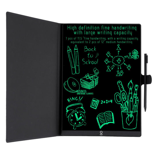 K KYSTAR erasable writing board showing magnetic pen clip for secure writing