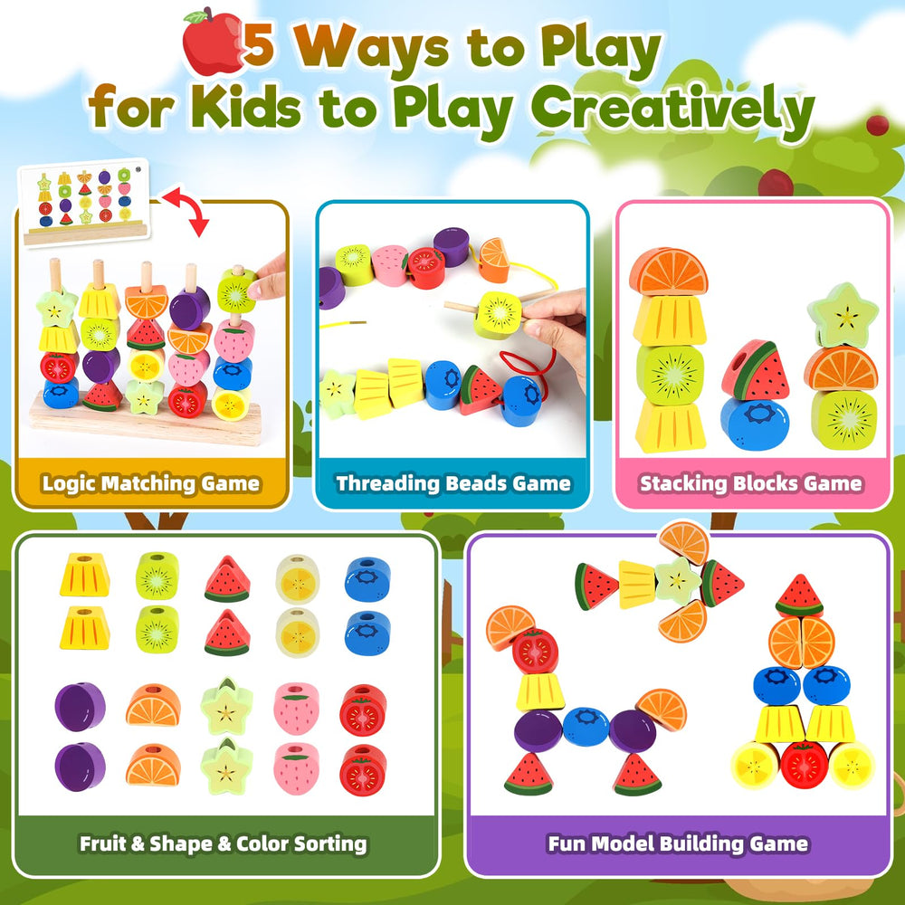 KLAPTOR colorful wooden beads stacking set enhances hand-eye coordination through play.